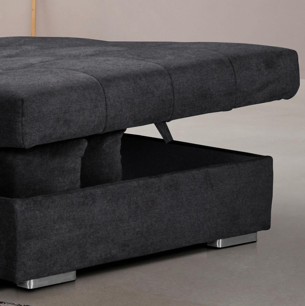 Ecksofa mit Schlaffunktion Salvador + Bettkasten Schwarz - Wengefarben/Silberfarben, MODERN, Holz/Textil (293/164cm) - MID.YOU