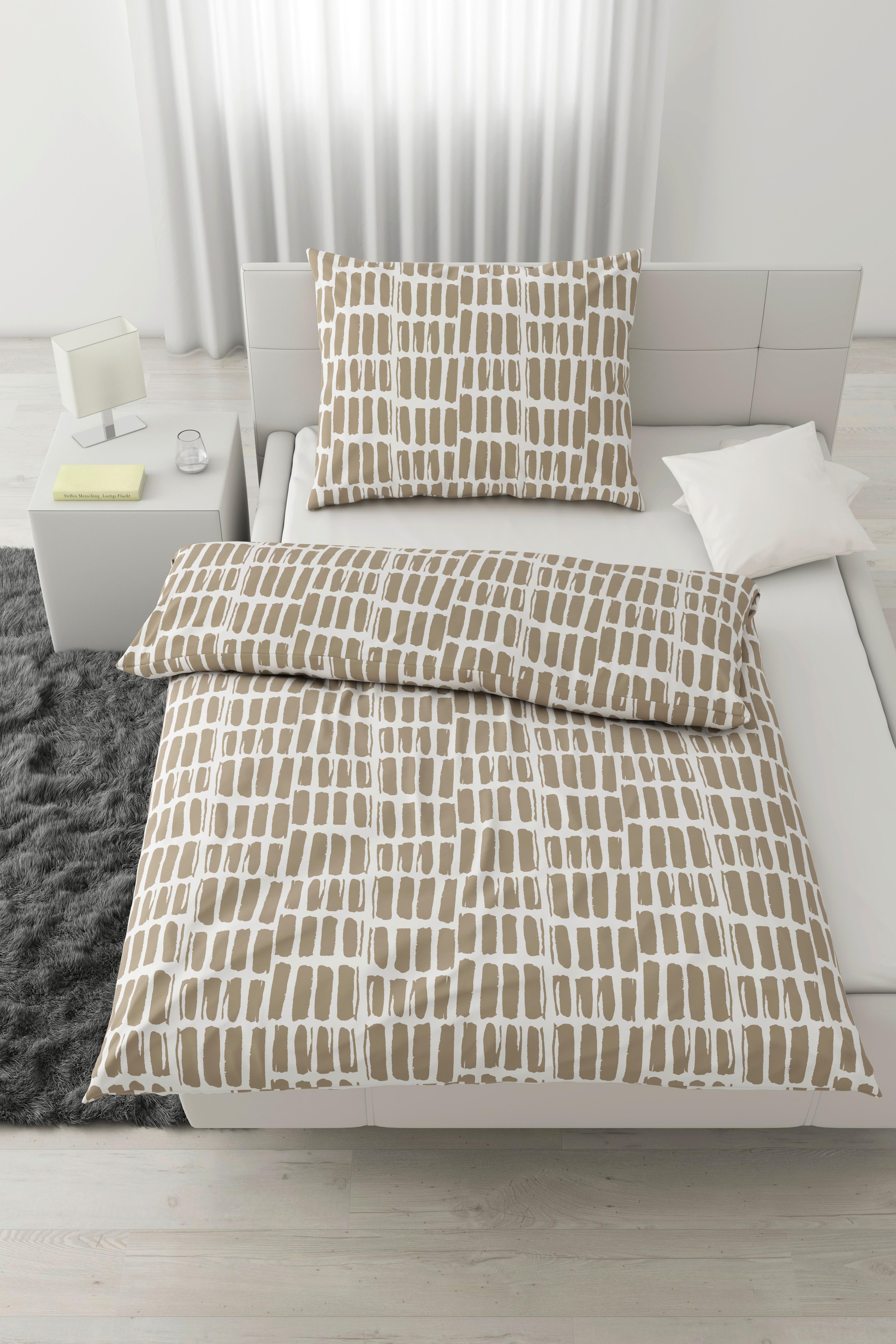 Posteľná bielizeň Adam, 70/90 140/200cm - biela/béžová, Modern, textil (140/200cm) - Mömax