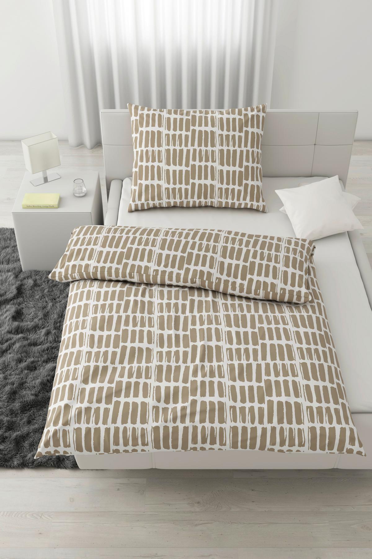 Posteľná bielizeň Adam, 70/90 140/200cm - biela/béžová, Modern, textil (140/200cm) - Mömax