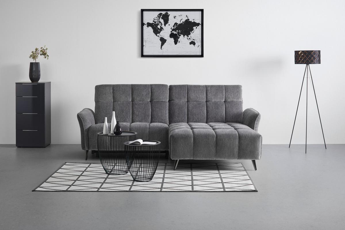 Rohová sedačka PISA, pravá, antracit.žinylka,s el.funkcí - barvy pinie/antracitová, Moderní, kov/dřevo (248/82-99/99-173cm) - Mömax