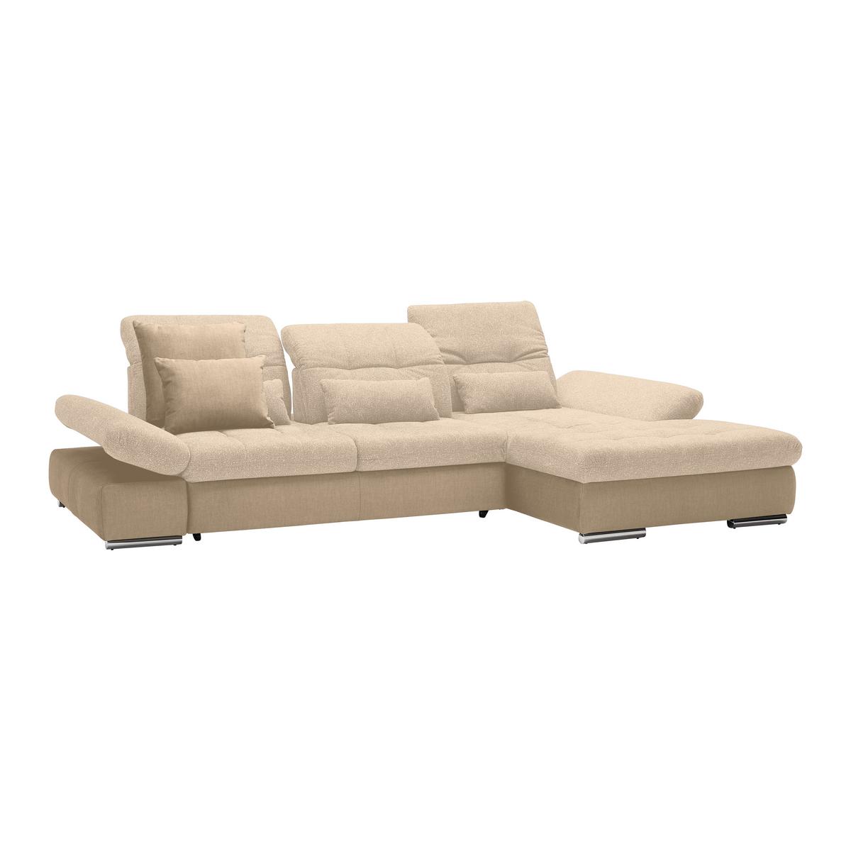 Rohová sedačka SANFINO, pravá, šedohnědá / béžová - barvy chromu/béžová, Konvenční, kov/dřevo (305/79-96/199cm) - Premium Living