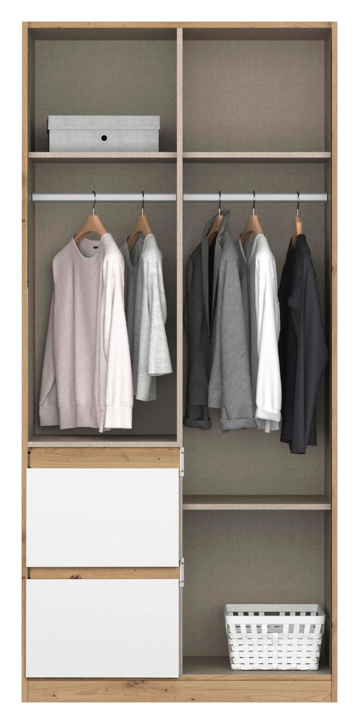 Drehtürenschrank Nidda Eiche Artisan/weiß B: 40 Cm - Weiß/Eiche Artisan, Basics, Holzwerkstoff (91/197/54cm) - Rauch Möbel