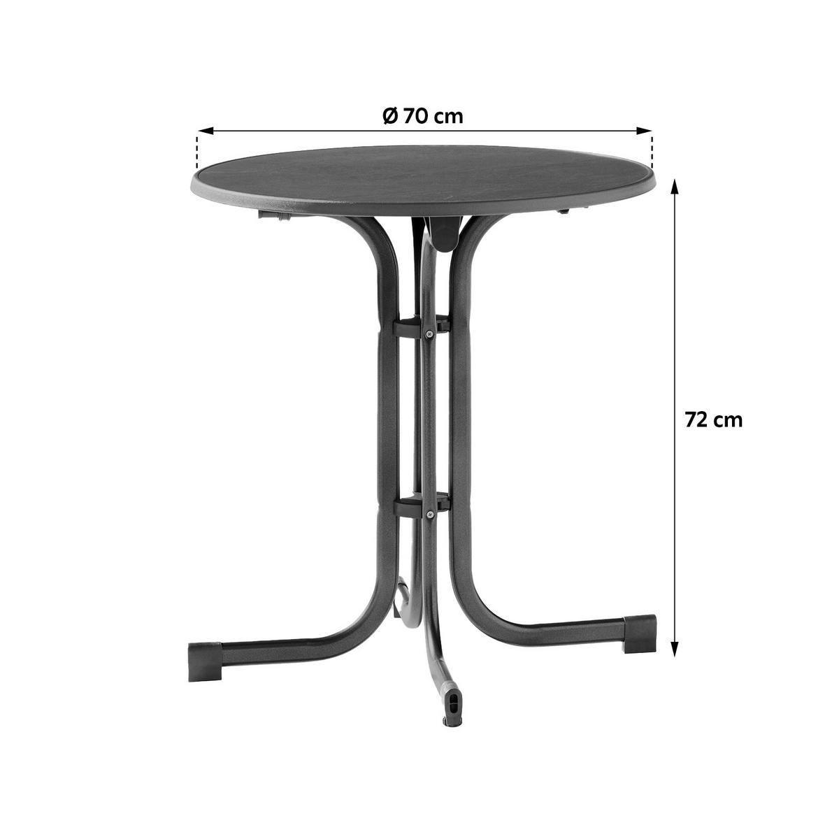 Gartentisch Klappbar Holzwerkstoff/Metall L 70 cm - Dunkelgrau/Anthrazit, MODERN, Holzwerkstoff/Metall (70/70/72cm) - Sieger