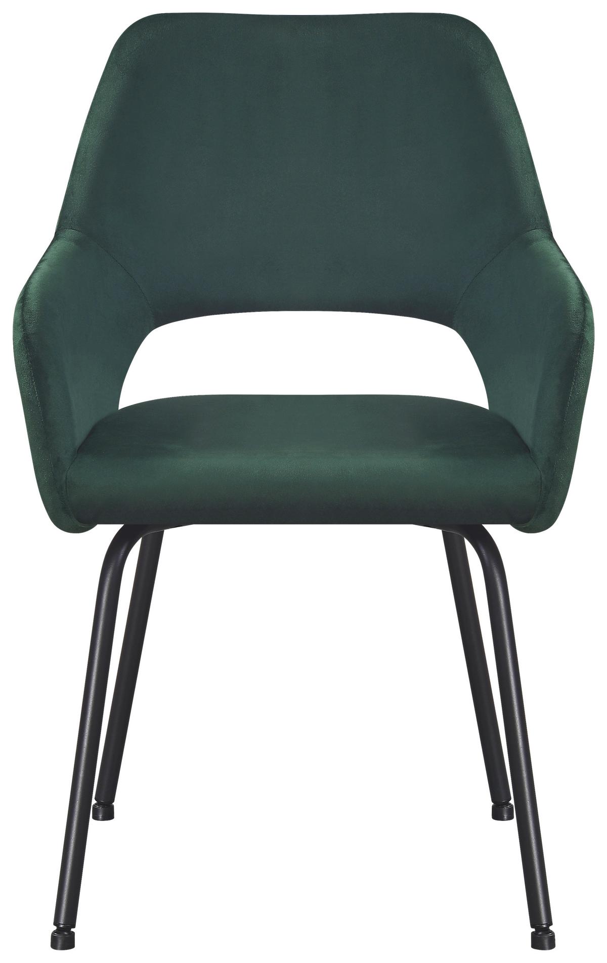 Armlehnstuhl Jonny Cord Moosgrün, B: 58 Cm - Schwarz/Grün, KONVENTIONELL, Textil/Metall (58/86/59cm)