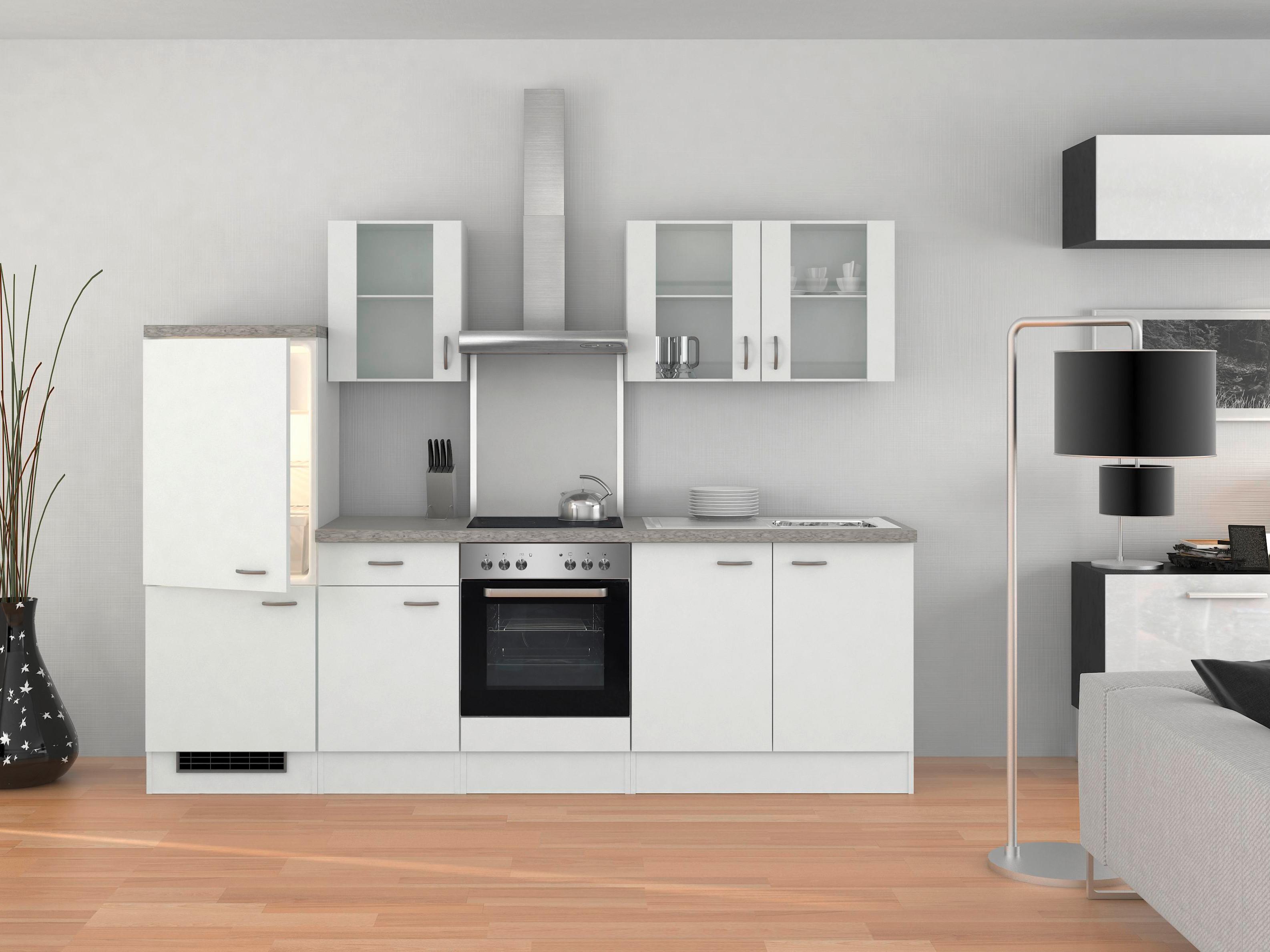 Küchenzeile Wito mit Geräten 270 cm Grau/Weiß Modern - Edelstahlfarben/Weiß, MODERN, Holzwerkstoff (270cm) - MID.YOU
