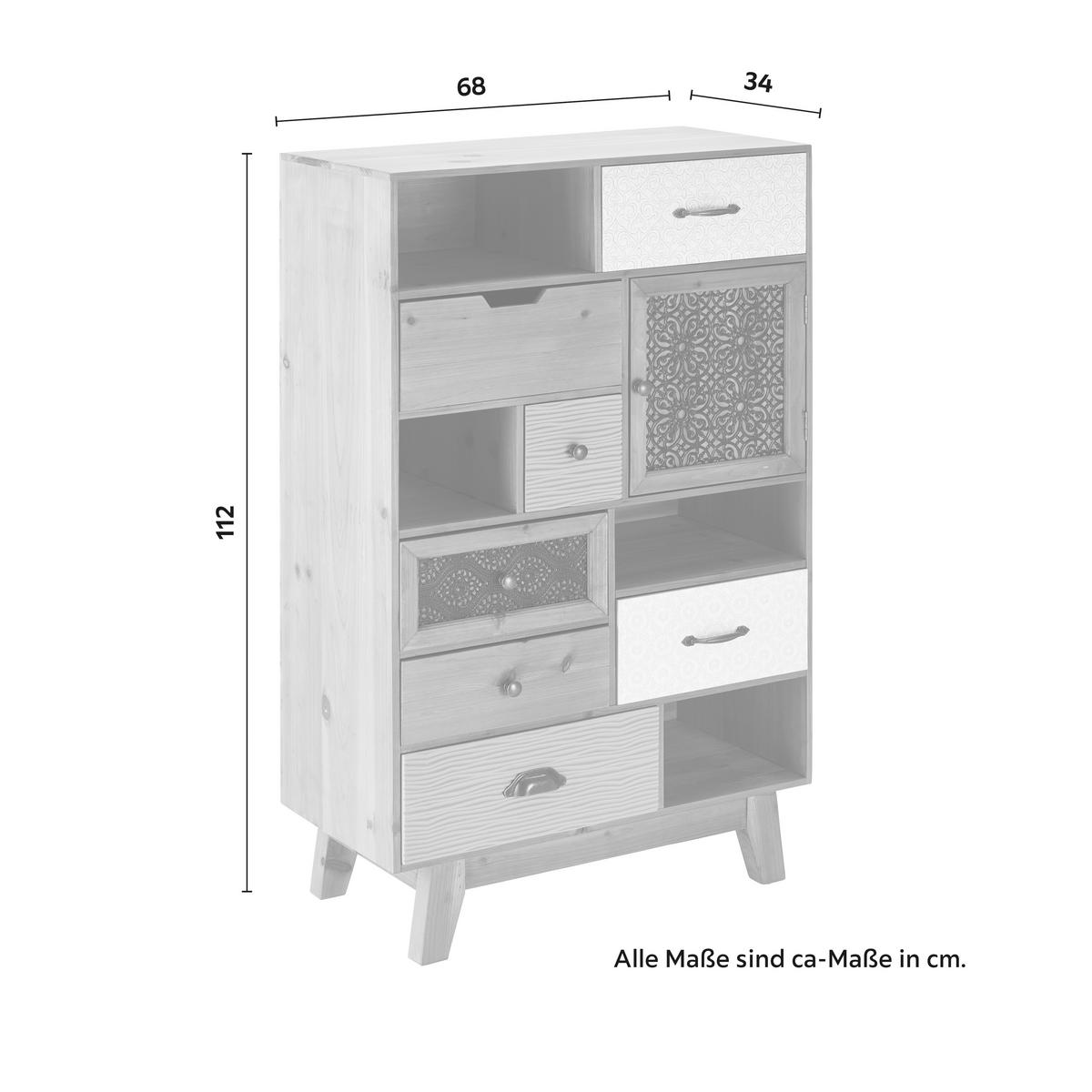 Komoda FRAME - viacfarebná/čierna, Modern, drevo (68/112/34cm) - Modern Living