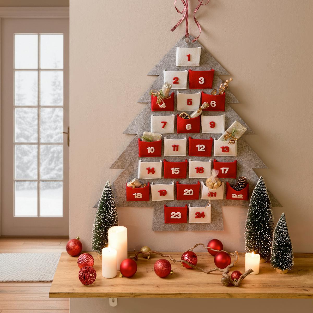 ADVENTSKALENDER VORFREUDE - Rot/Weiß, ROMANTIK / LANDHAUS, Textil (68/73cm) - James Wood