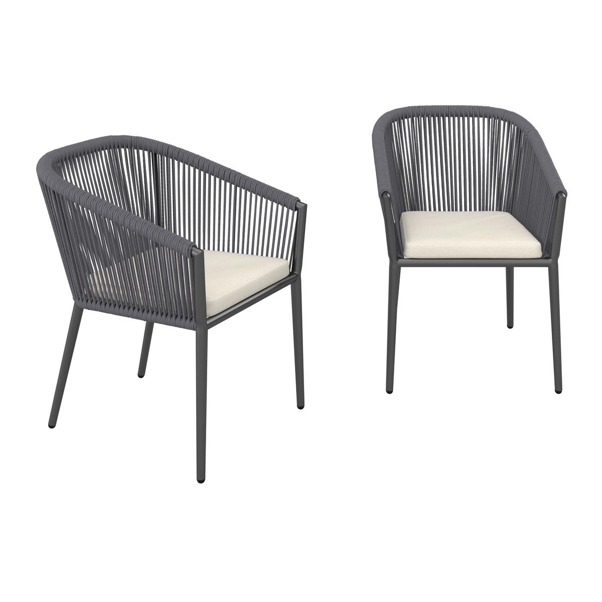 SADA ZAHRADNÍCH KŘESEL BENICIA - bílá/černá, Moderní, kov/textil (55/76/63cm) - Bessagi Garden