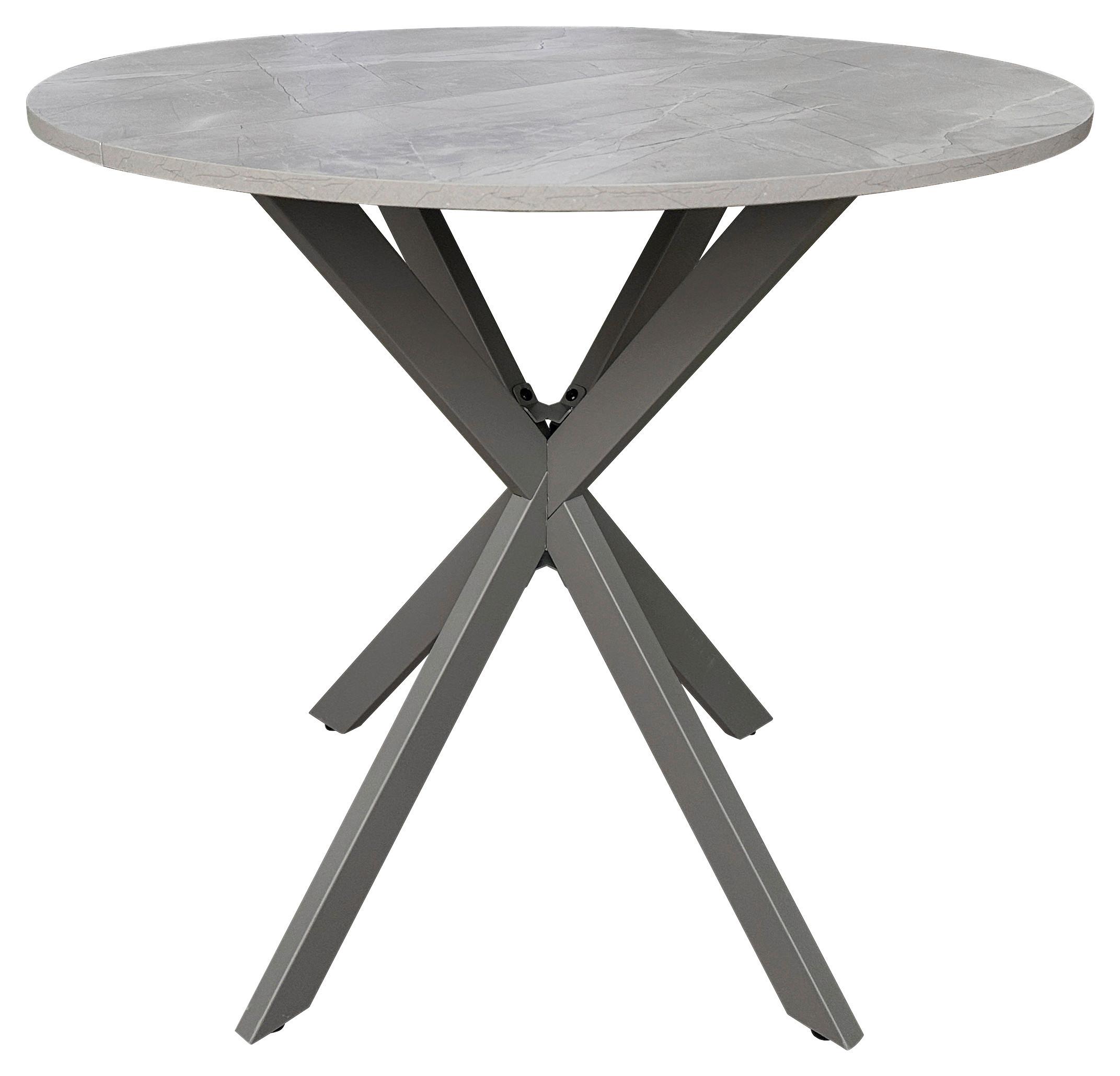 Esstisch Rund Monte 80x75 Cm Grau - Grau, MODERN, Holzwerkstoff/Metall (80/80/75cm) - MID.YOU