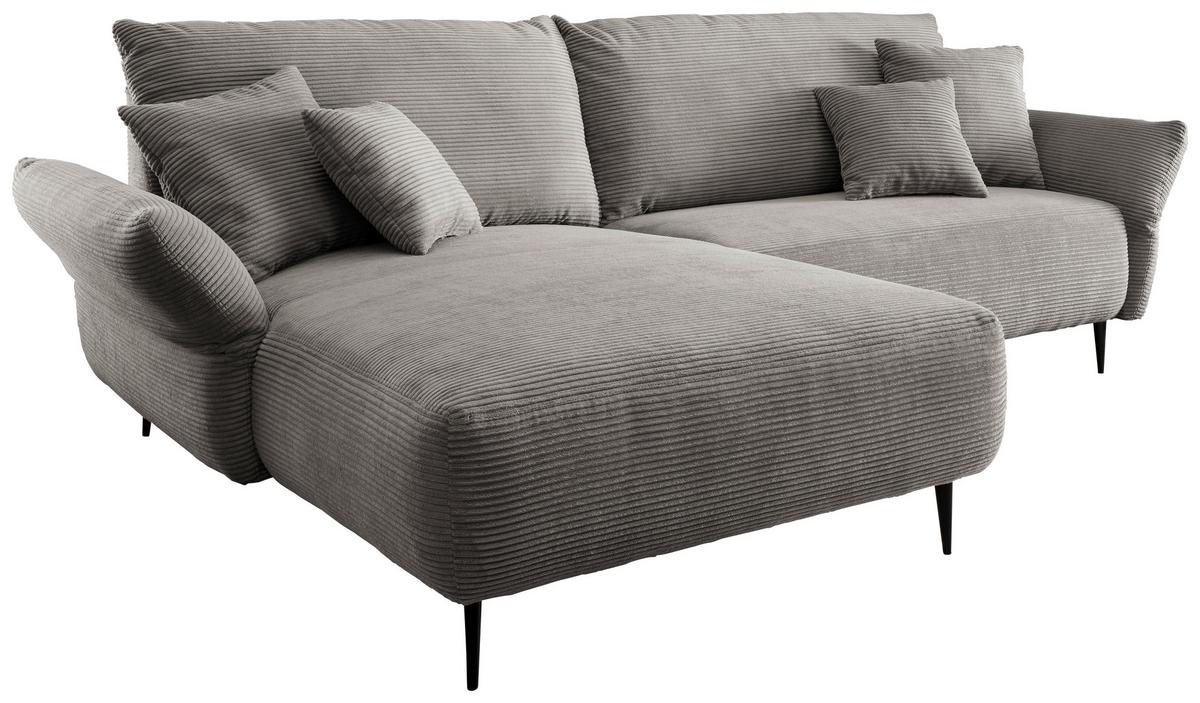 Ecksofa Vanilla Graubraun S: 178/264-302 cm - Graubraun/Schwarz, Design, Textil (178/264-302cm) - Livetastic