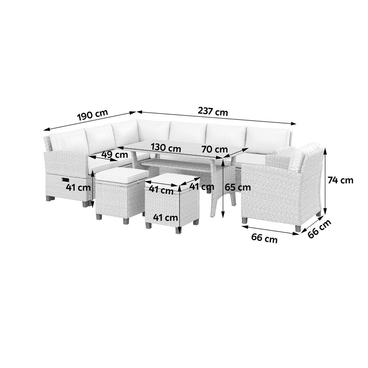 Lounge-garnitúra Porto-Multi - világosbarna/szürke, Modern, műanyag/textil (237/190/73.5cm) - Beldano