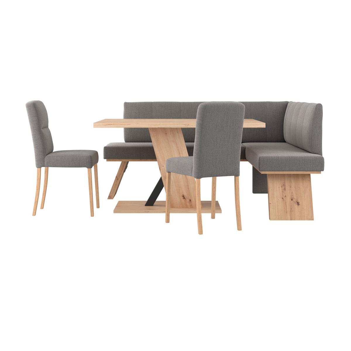 Eckbank Emma Ii Webstoff Dunkelgrau, B: 185 Cm - Eichefarben/Dunkelgrau, KONVENTIONELL, Holzwerkstoff/Textil (185/150cm)