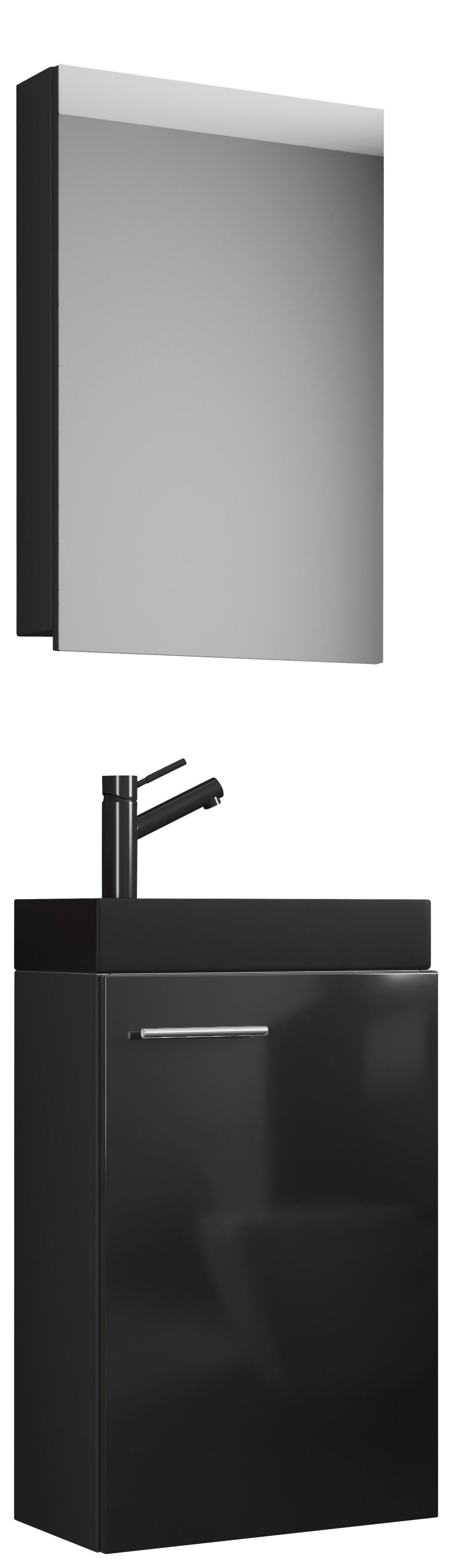 Gästebad Slito Bl - Schwarz, MODERN, Glas/Keramik (41cm) - MID.YOU