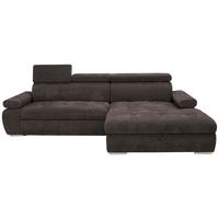 Rohová sedačka VEGAS, pravá, tmavě hnědá žinylka - tmavě hnědá/barvy stříbra, Design, dřevo/textil (294/173cm)