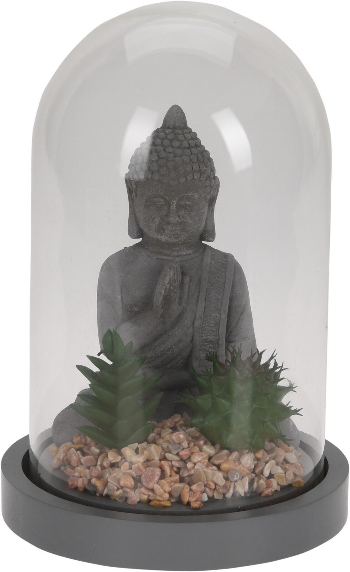 Buddha Műnövény - natúr/áttetsző, műanyag/Üveg (14/24cm)
