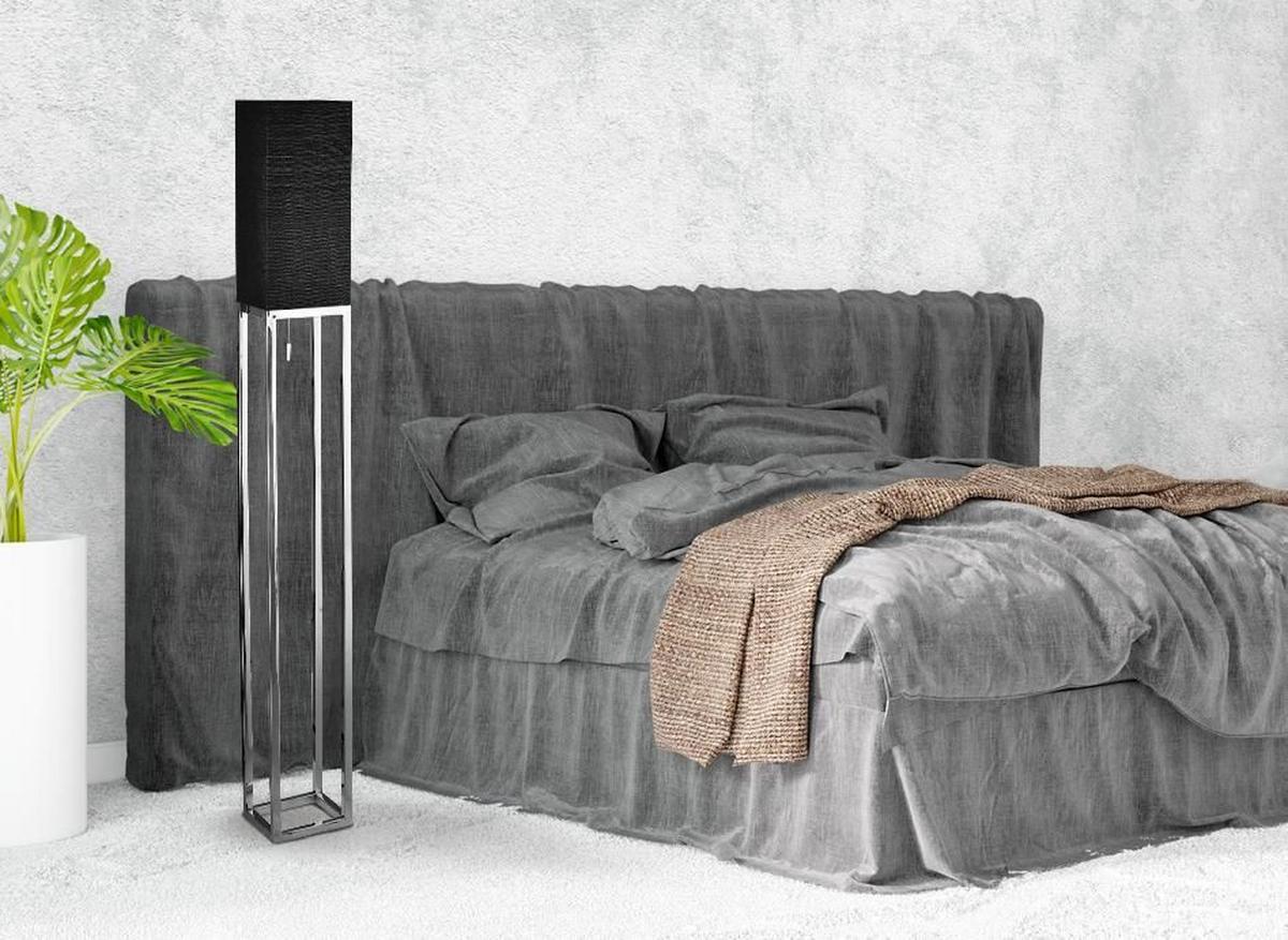 Stehlampe Alfa Chromfarben/schwarz Länglich - Chromfarben/Schwarz, Design, Textil/Metall (19/19/150,5cm) - Näve