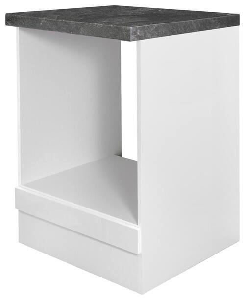 Herdumbauschrank Alba B: 60 cm Weiß/Schiefer+arbeitsplatte - Schieferfarben/Weiß Hochglanz, MODERN, Holzwerkstoff (60/86/60cm)