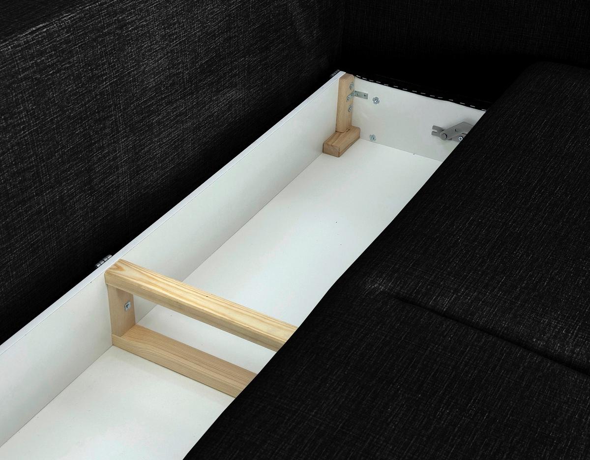 Schlafsofa Mit Bettkasten Melody Schwarz B: 216 Cm - Schwarz, Design, Textil (216/96/102cm) - MID.YOU
