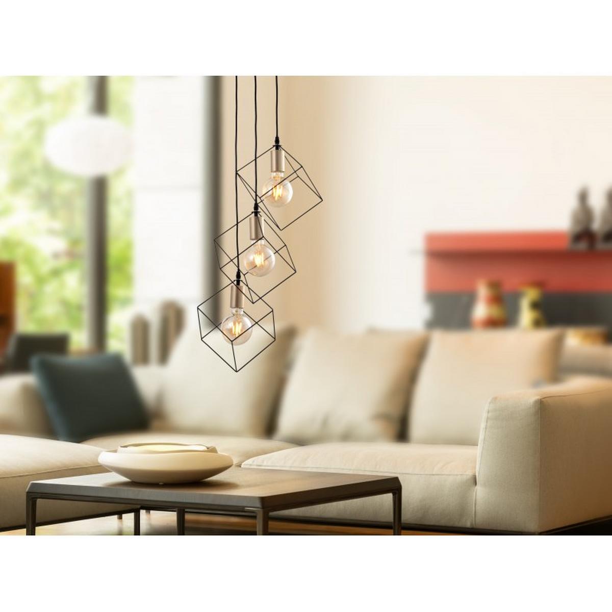 Hängeleuchte Canto H: 146 Cm 3-Flammig, Schwarz/goldfarben - Goldfarben/Schwarz, Trend, Kunststoff/Metall (60/146cm) - Näve