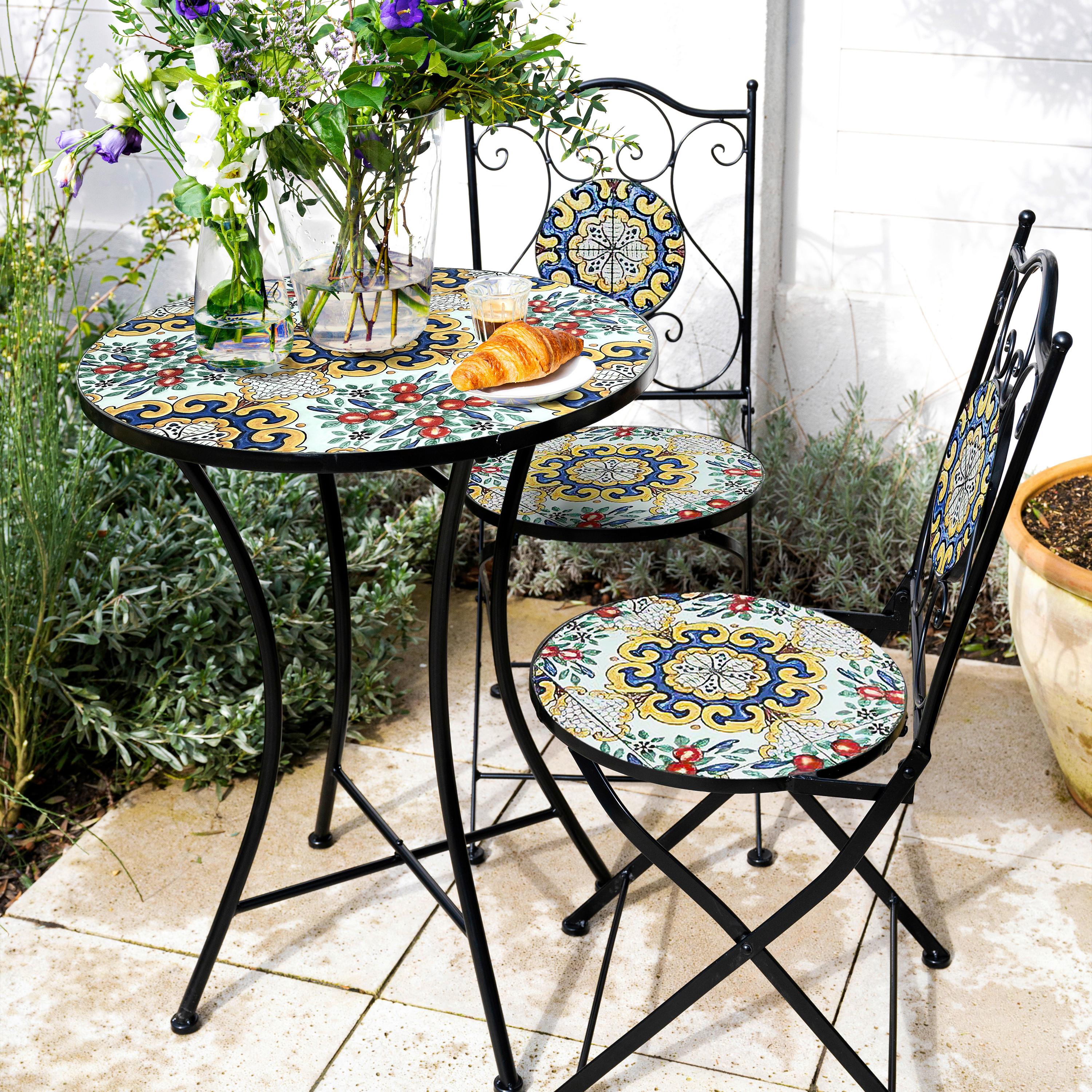 Gartenset Amelie Authentic - Blau/Gelb, Basics, Keramik/Metall (60/75cm) - Ambia Garden