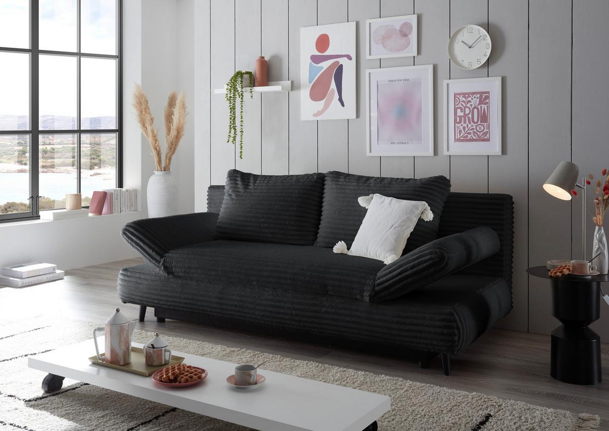 Schlafsofa Sunny Schwarz B: 212 Cm - Schwarz, KONVENTIONELL, Textil (212/88/101cm) - MID.YOU