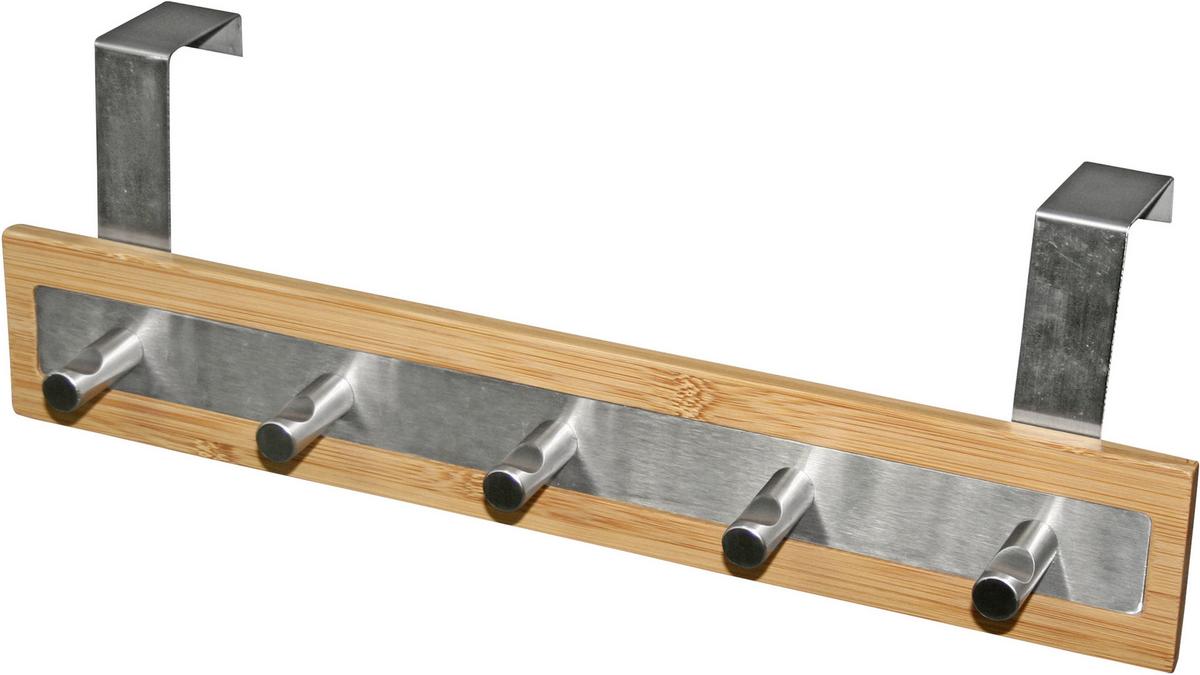 VEŠIAK NA DVERE LISA - prírodná farba/chrómová, Modern, kov/drevo (36/12/8cm)