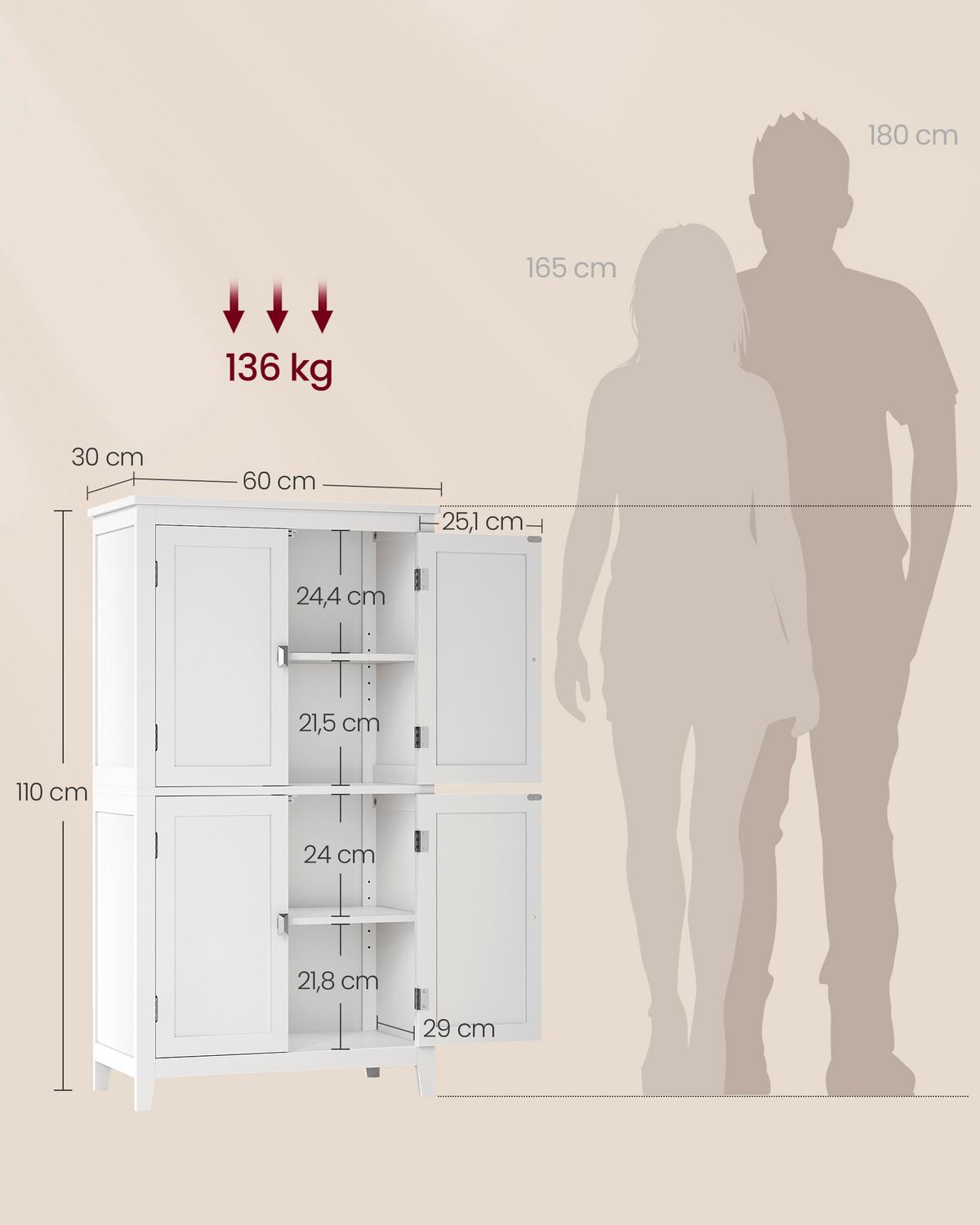 Hochschrank Bbc552p31 - Weiß, Trend, Holzwerkstoff (60/110/30cm) - MID.YOU