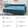 Ecksofa mit Schlaffunktion + Zierkissen Agira, Mikrofaser - Chromfarben/Blau, Design, Textil (250/190cm) - Livetastic