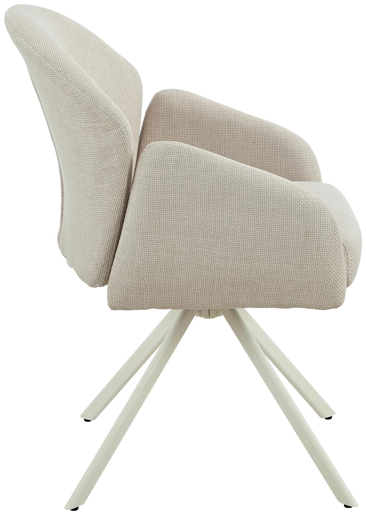 Armlehnstuhl Holly drehbar Webstoff Beige, B: 56,5 cm - Beige, MODERN, Textil/Metall (56,5/61/84cm)