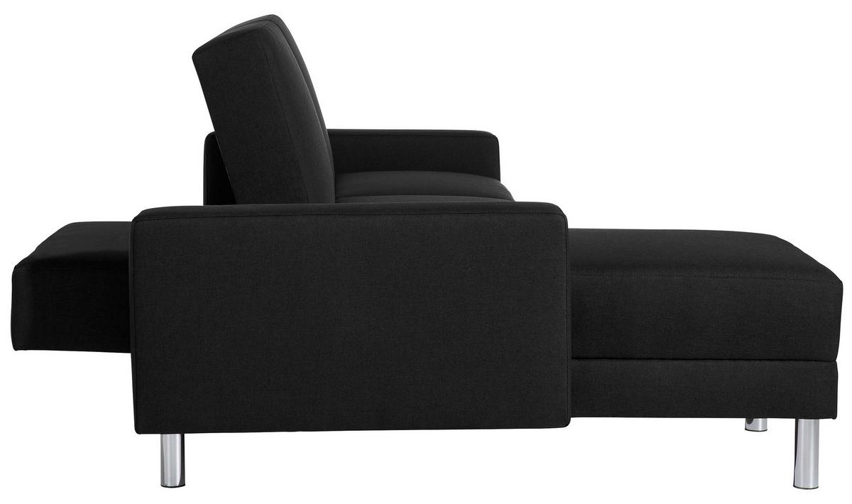 Ecksofa mit Schlaffunktion Just Fashion Schwarz - Chromfarben/Schwarz, KONVENTIONELL, Textil (152/230cm) - Max Winzer