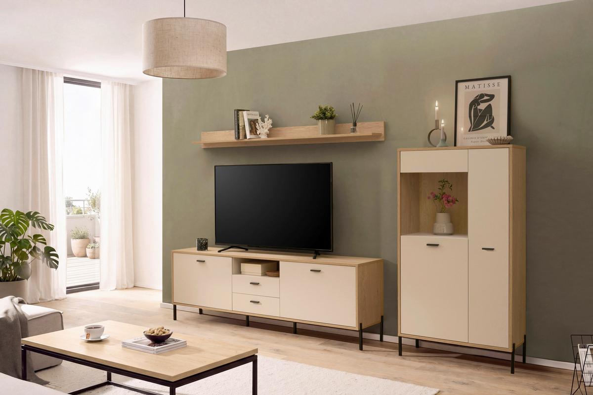 Wandboard Fredericia Eichefarben Kaschmir B: 195 cm - Eichefarben, Design, Holzwerkstoff (195/15/17cm) - MID.YOU