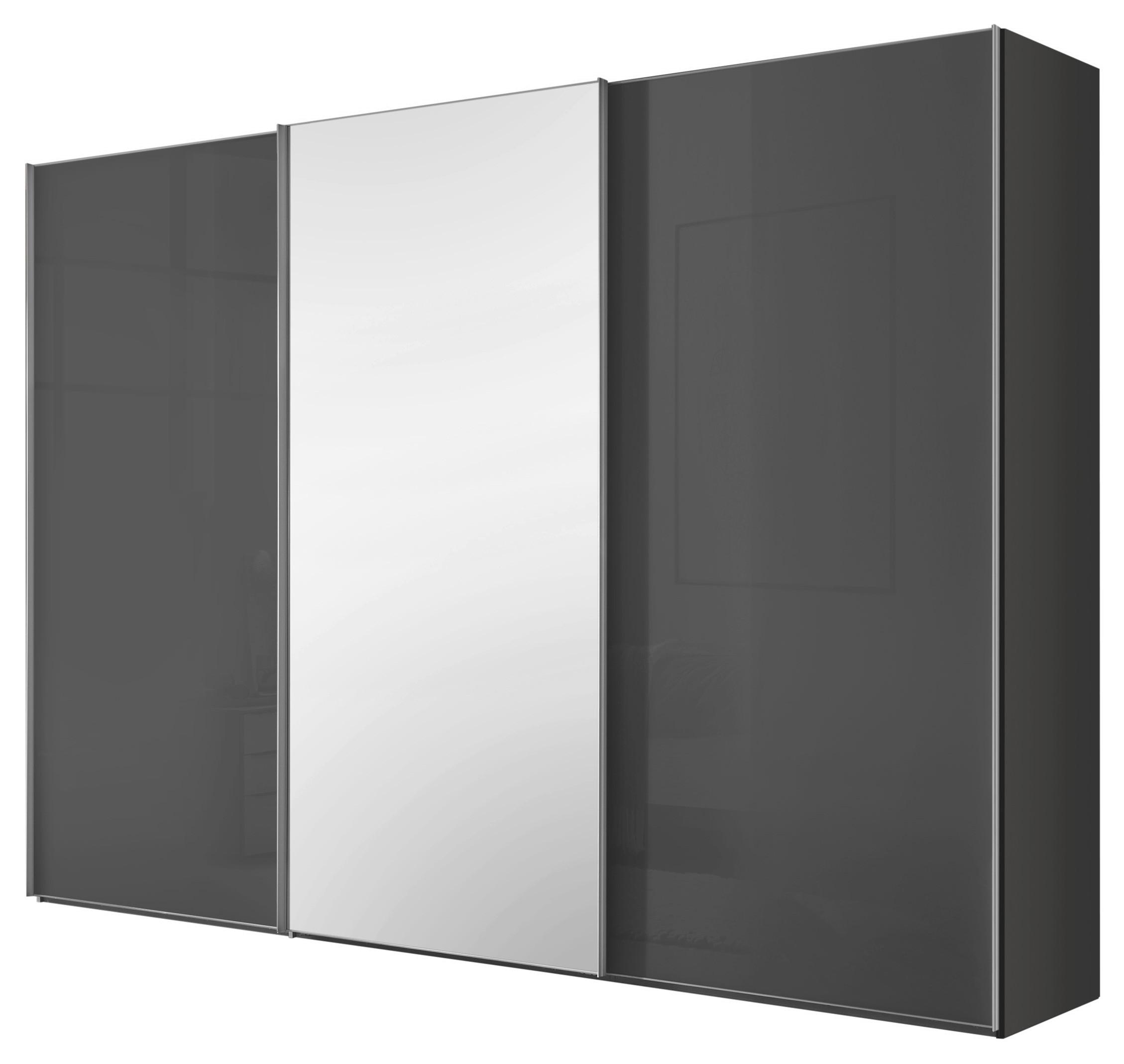 Schwebetürenschrank Lumos Vulkanglas M. Spiegel, B: 98cm - Trend, Glas/Holzwerkstoff (298/222/68cm) - Luca Bessoni