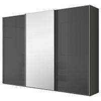 Schwebetürenschrank Lumos Vulkanglas M. Spiegel, B: 98cm - Trend, Glas/Holzwerkstoff (298/222/68cm) - Luca Bessoni