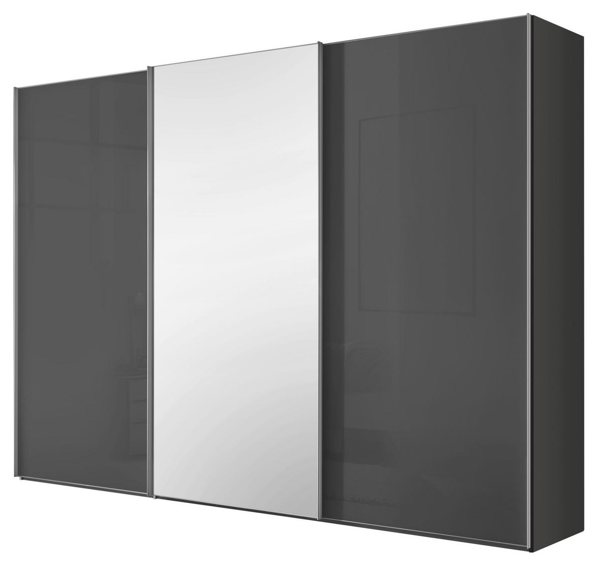 Schwebetürenschrank Lumos Vulkanglas M. Spiegel, B: 98cm - Trend, Glas/Holzwerkstoff (298/222/68cm) - Luca Bessoni