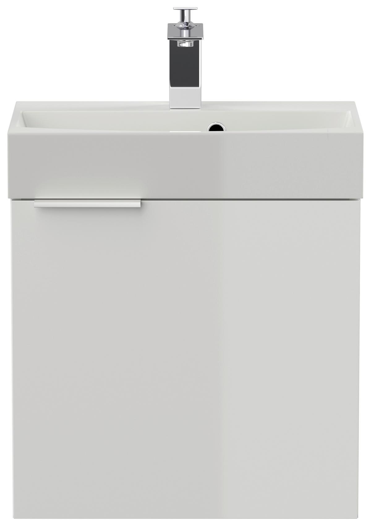 Gästebad Cubi Weiß Hg B: 50 cm - Weiß Hochglanz/Weiß, MODERN, Holzwerkstoff/Stein (50cm) - MID.YOU