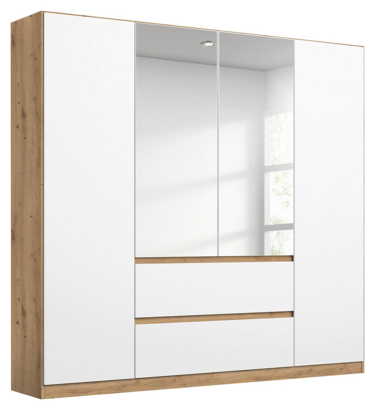 Drehtürenschrank Nidda Eiche Artisan B: 181 cm - Silberfarben/Weiß, Basics, Holzwerkstoff (181/197/54cm) - Rauch Möbel