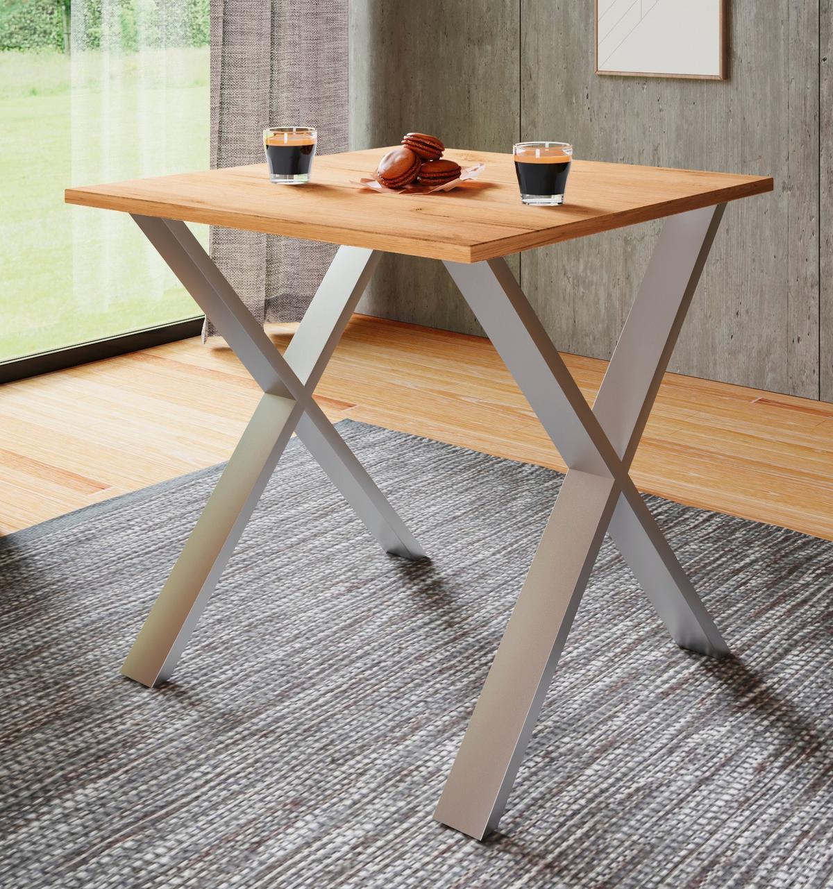 Schreibtisch Lona Silber, Eiche Dekor B: 80 Cm - Honigeiche/Silberfarben, Design, Holzwerkstoff/Metall (80/80/76cm) - MID.YOU