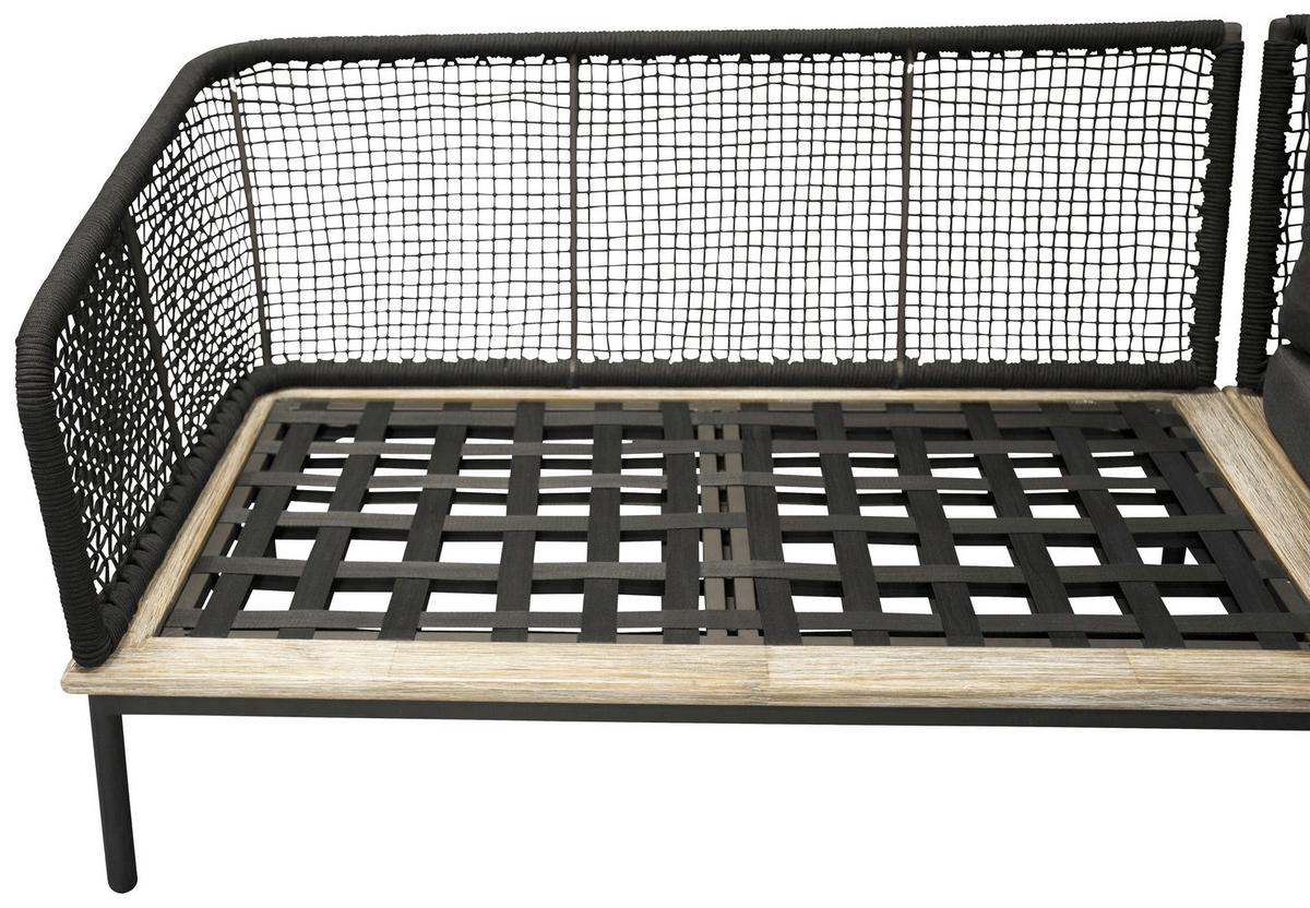 Loungegarnitur 2-Tlg Andorra Kunststoff/Holzdekor mit Kissen - Schwarz, KONVENTIONELL, Kunststoff (90/60/27cm) - Gardenson