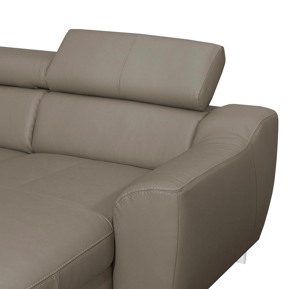 Ecksofa Aspen Taupe S: 176 Cm - Taupe/Chromfarben, Design, Leder/Textil (176/242cm) - Livetastic