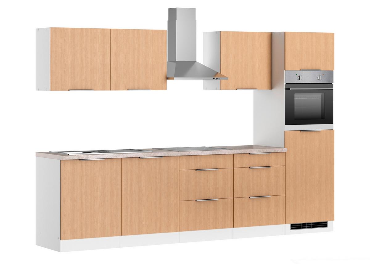 Küchenblock Glasgow Weiß/eichefarben B: 300 Cm - Eichefarben/Beige, LIFESTYLE, Holzwerkstoff (300cm) - Held