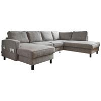 Sedačka MELANIE U, pravá, sivá, úl.priestor a lôžko - čierna/sivá, drevo/textil (148/298/198cm) - MID.YOU