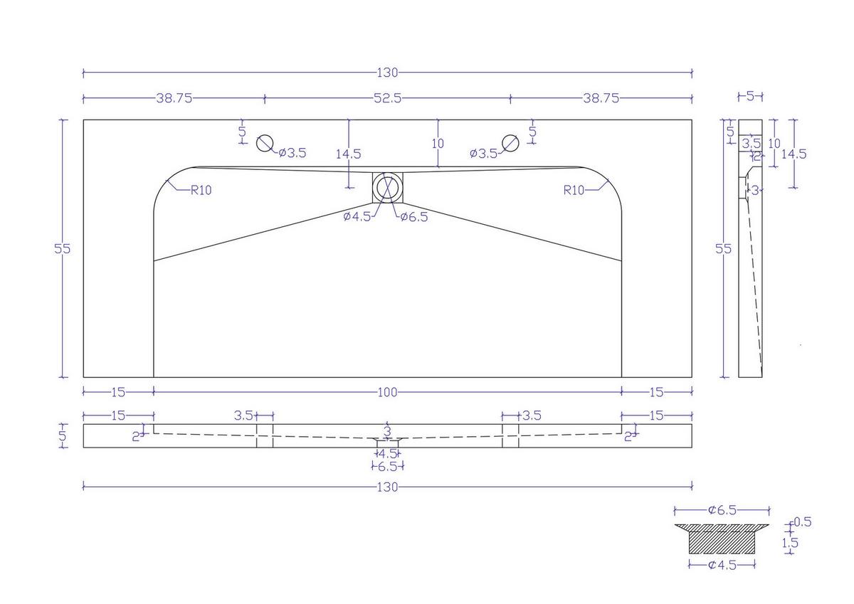 WASCHTISCHKOMBI Yamo, Graphitfarben B: 130cm - Graphitfarben, Basics, Holzwerkstoff/Stein (130cm) - MID.YOU