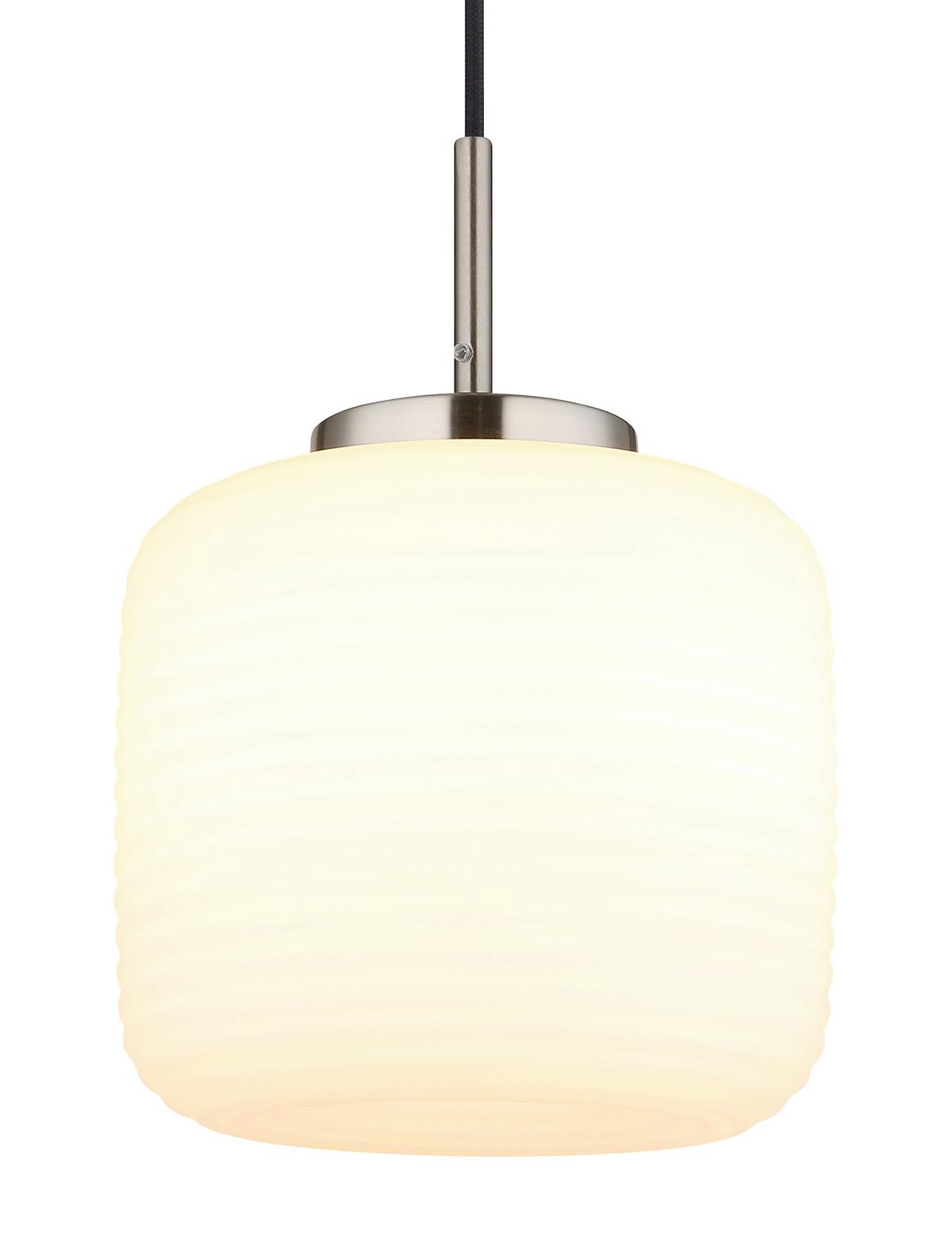 Hängeleuchte Kladora D: 24 cm Schwarz Weiß Nickelfarben - Schwarz/Weiß, KONVENTIONELL, Glas/Textil (24/130cm) - Globo