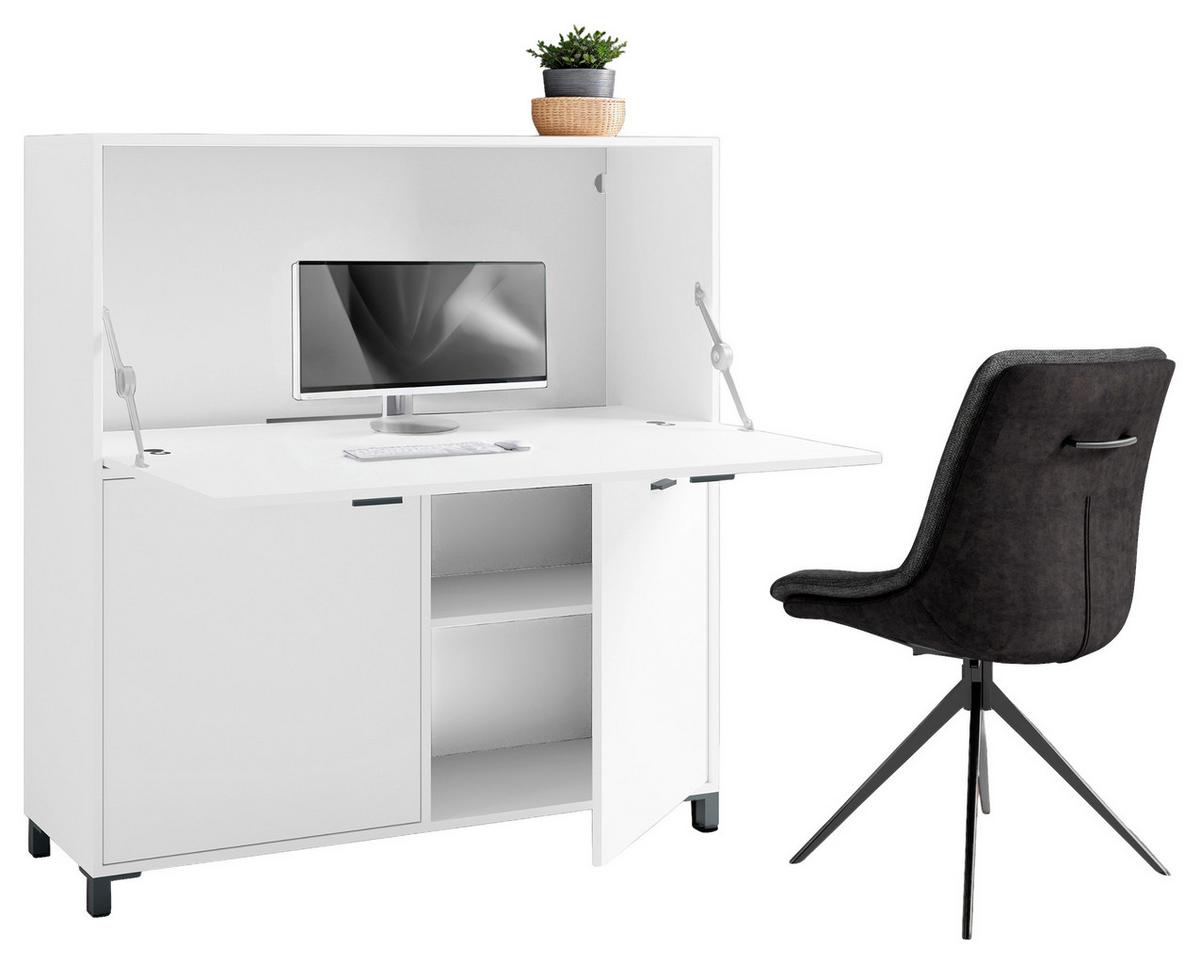 Sekretär Montana B: 120 cm inkl. Stauraum, Weiß, Schwarz - Schwarz/Weiß, Design, Holzwerkstoff (120/127/40cm) - MID.YOU