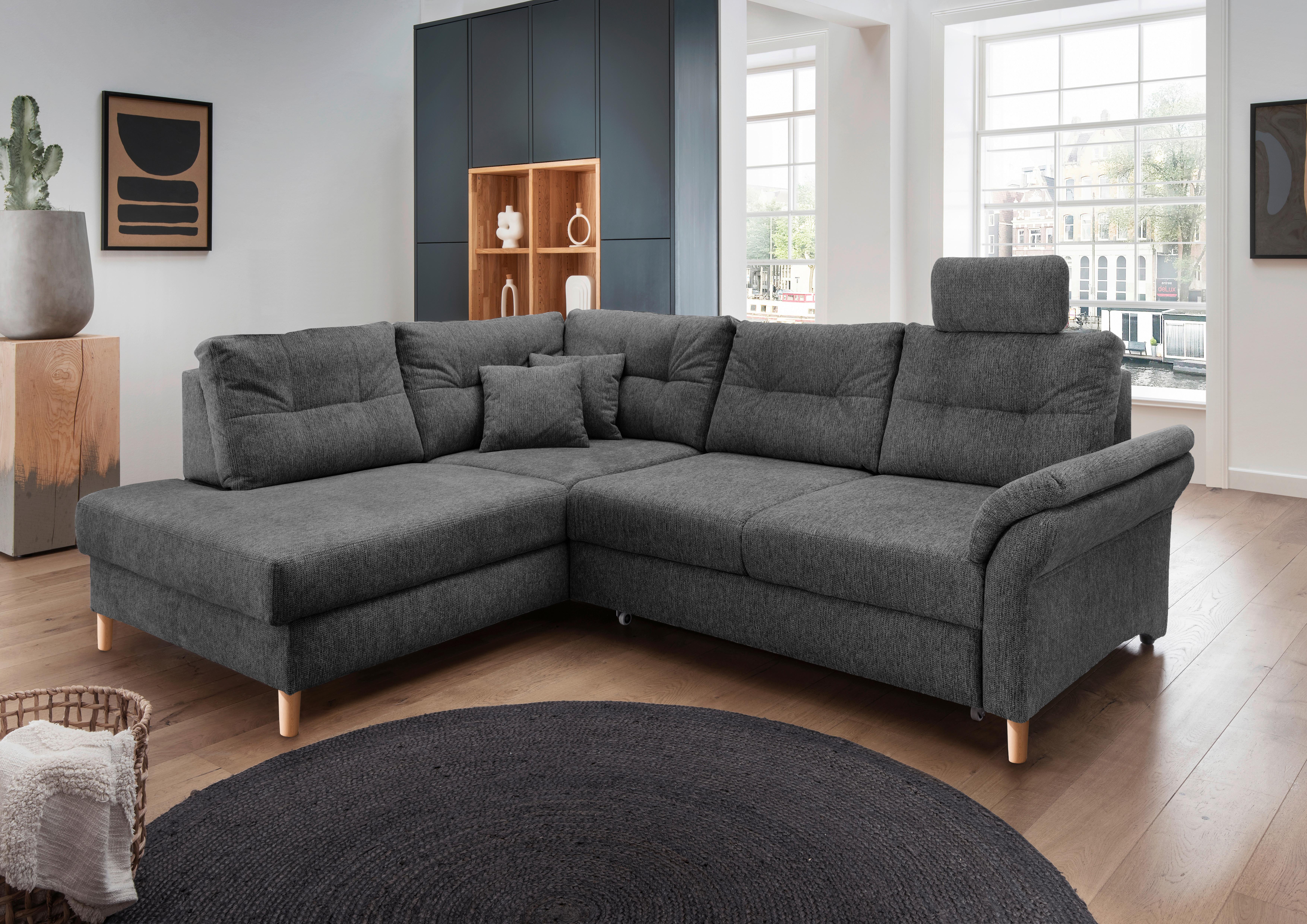 Ecksofa Brizzini Anthrazit S: 206x264 Cm - Anthrazit/Naturfarben, MODERN, Textil (206/264cm) - Livetastic