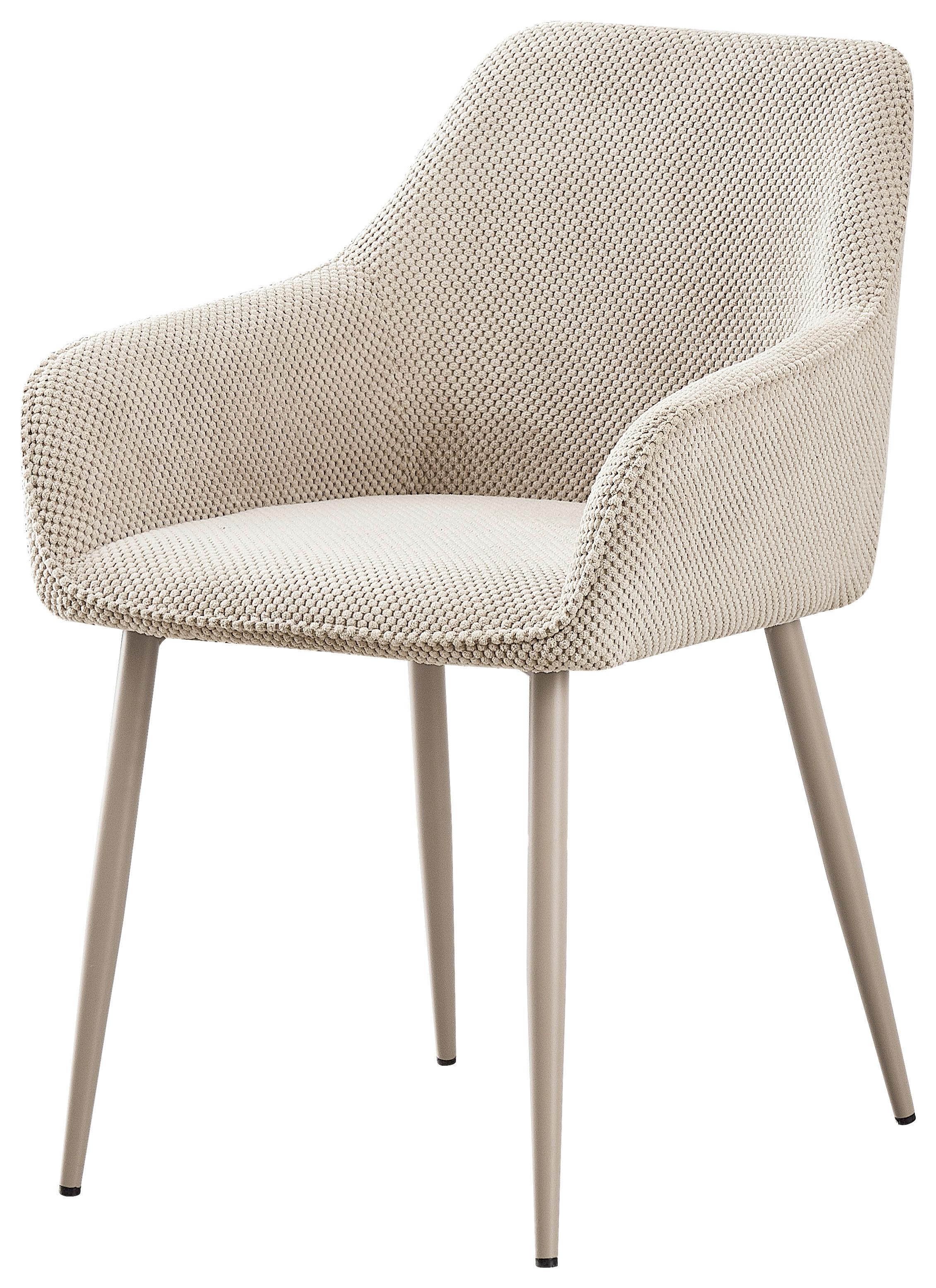 Armlehnstuhl Cora Creme Gepolstert - Beige/Creme, MODERN, Textil/Metall (56/81/62cm) - MID.YOU