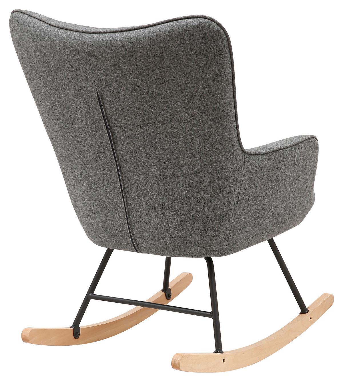 Schaukelstuhl mit Armlehnen Richie Echtholz/Webstoff Grau - Buchefarben/Schwarz, MODERN, Holz/Textil (72/92/92cm) - MID.YOU