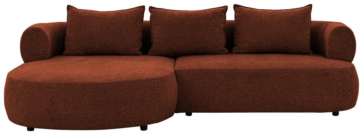 Ecksofa Ferro Rostfarben S: 156x256 cm - Rostfarben/Schwarz, Design, Textil (156/256cm) - Livetastic