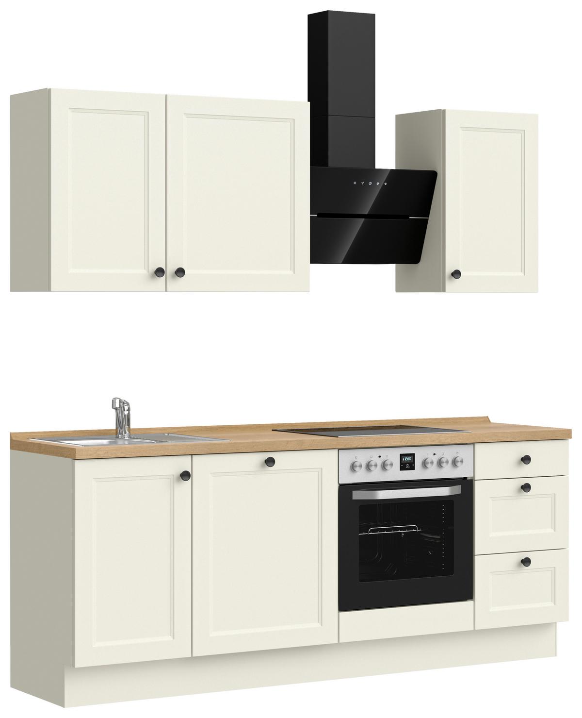 Kuchynská linka 210 cm, biela/dekor dub Sierra - čierna/biela, Modern, kov/kompozitné drevo (210cm) - Nobilia