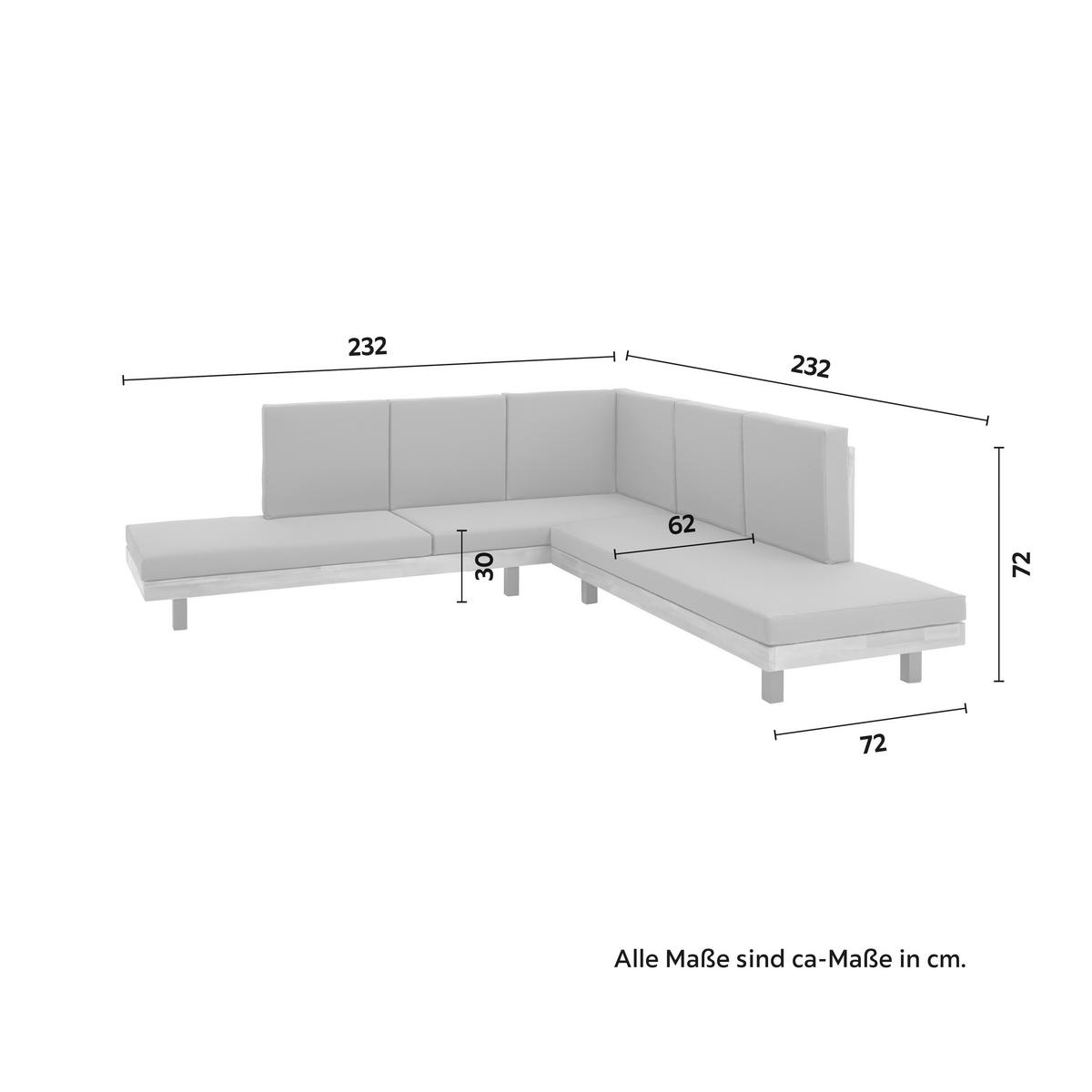 Zahradní sedací souprava GIANNY - šedá/barvy akácie, Moderní, kov/dřevo (232/72/72cm) - Bessagi Garden